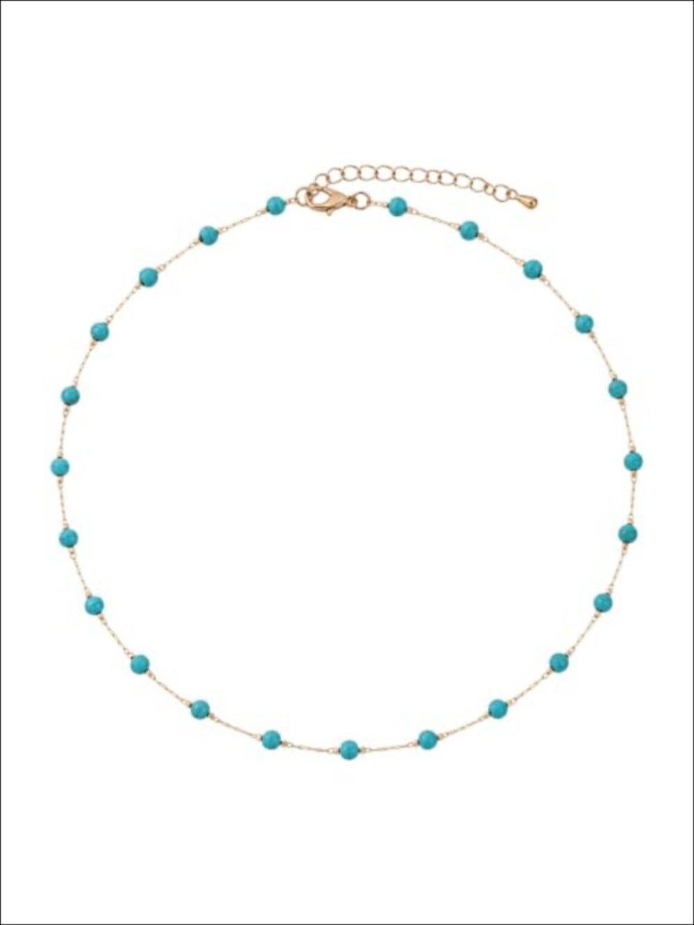 Dainty Turquoise Beaded Choker Necklace Adjustable Boho Layered